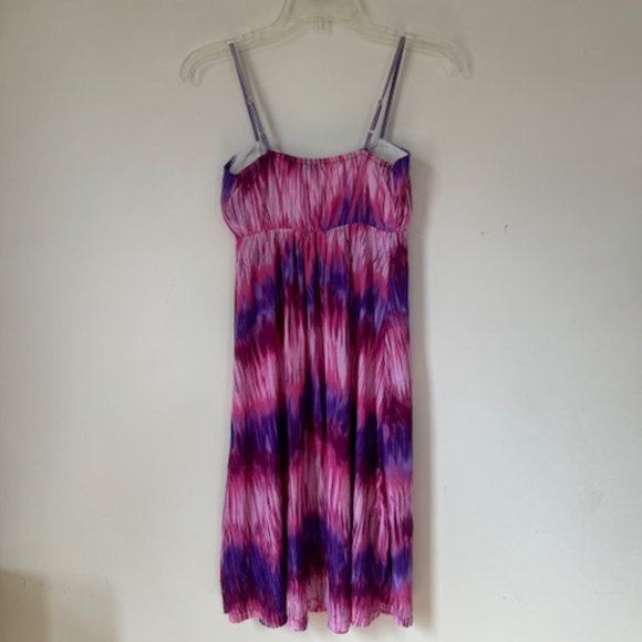 Colorful Pink & Purple Zig Zag Pattern Juniors' Beach Summer Dress - Picture 4 of 8